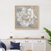 White Gardenia Flower Framed Canvas Art Print