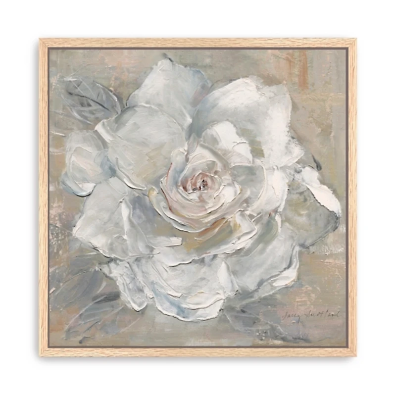 White Gardenia Flower Framed Canvas Art Print