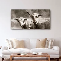 Sepia Hairy Highland Canvas Art Print