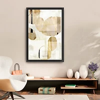 Brown and Tan Shapes Framed Canvas Art Print