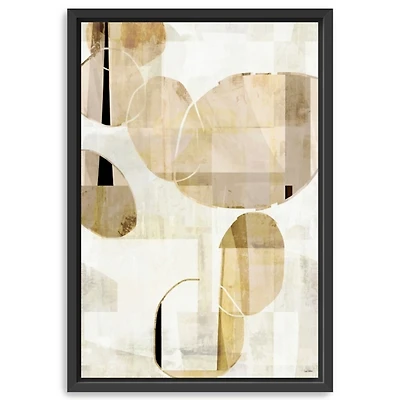 Brown and Tan Shapes Framed Canvas Art Print
