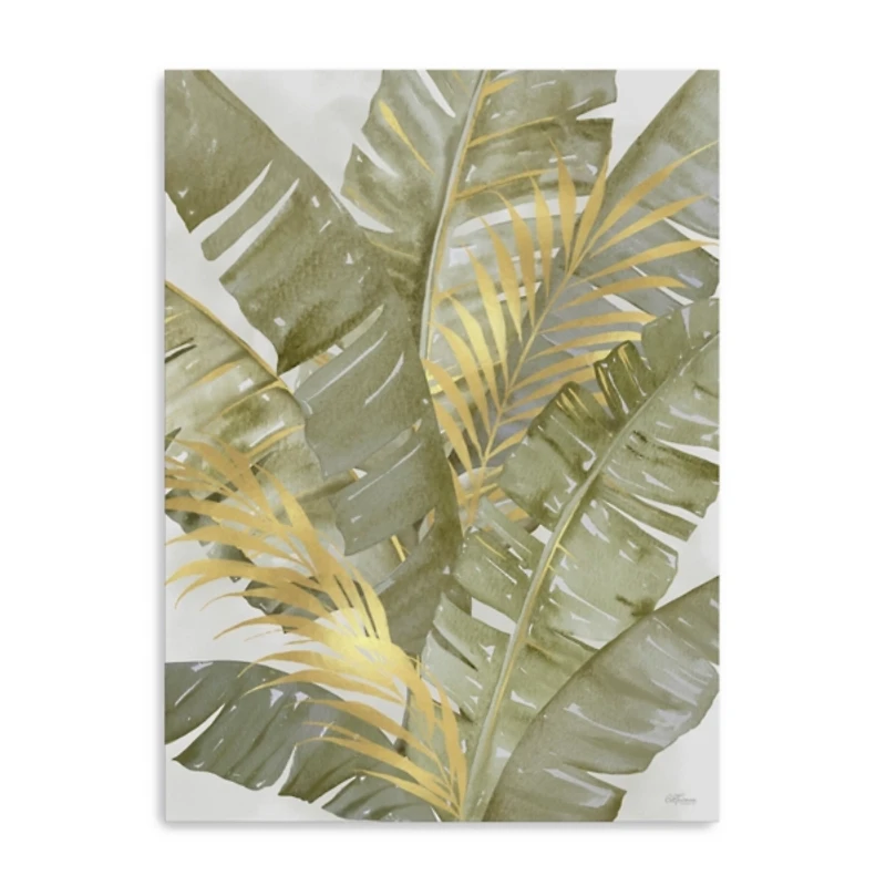 Touch of Gold Banana Leaves Canvas Art Print