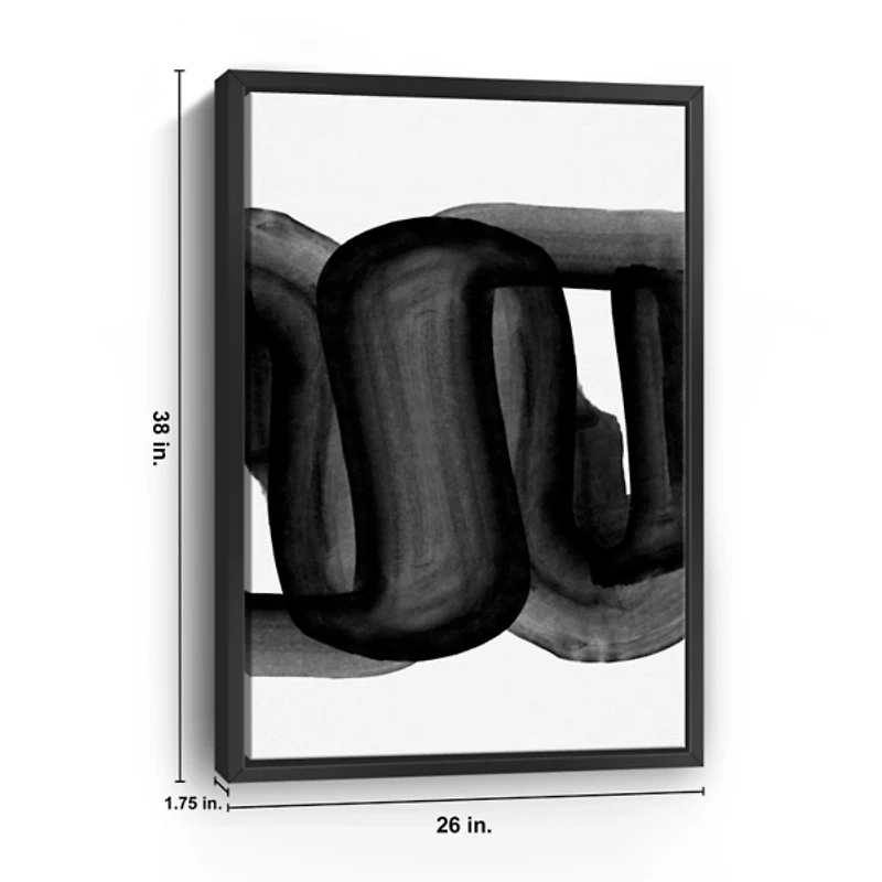Black and White Flow Bend Framed Canvas Art Print