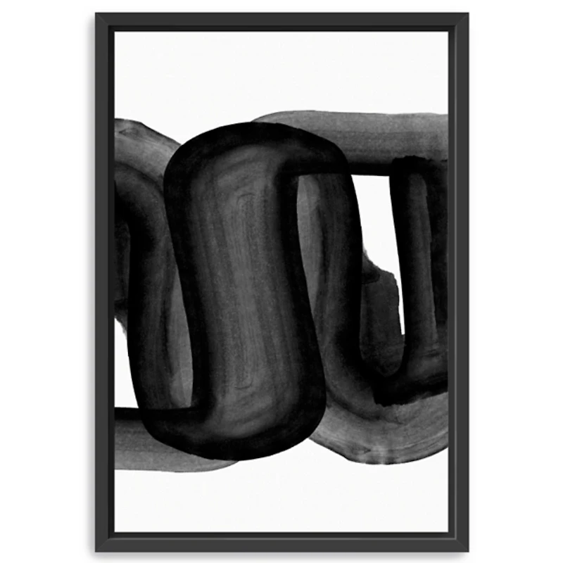 Black and White Flow Bend Framed Canvas Art Print