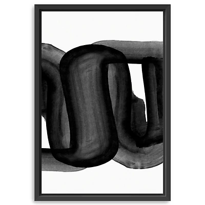 Black and White Flow Bend Framed Canvas Art Print