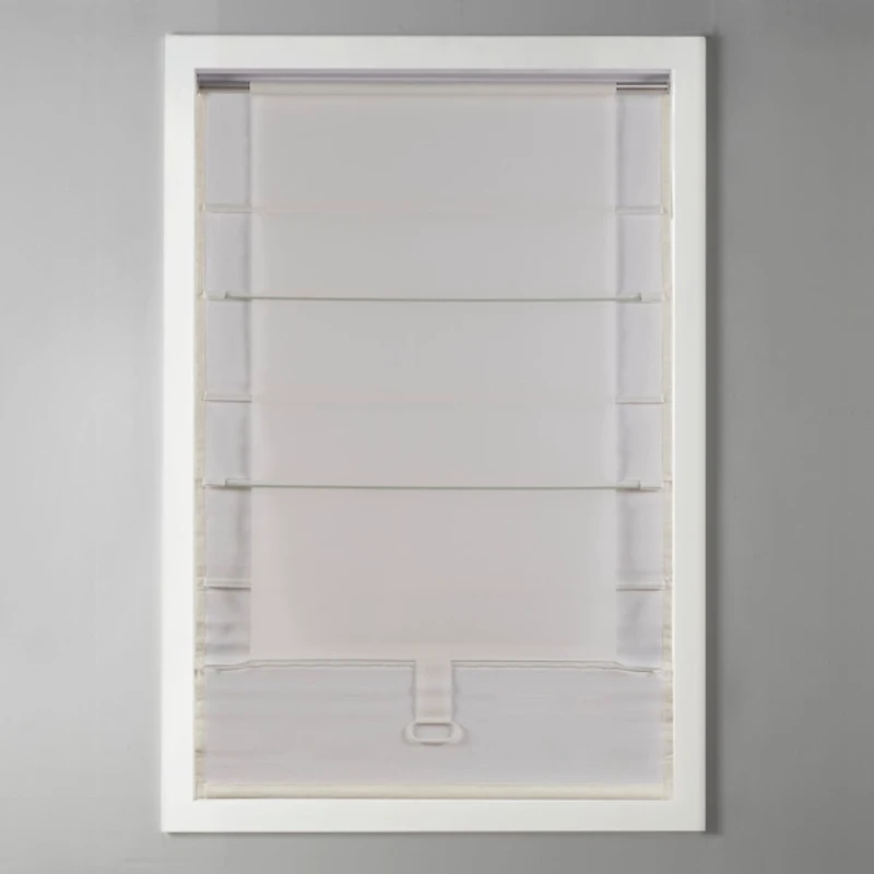 Ivory Faux Silk Room Darkening Roman Shade, 31 in.
