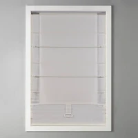 Ivory Faux Silk Room Darkening Roman Shade, 31 in.