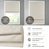 Ivory Faux Silk Room Darkening Roman Shade, 31 in.