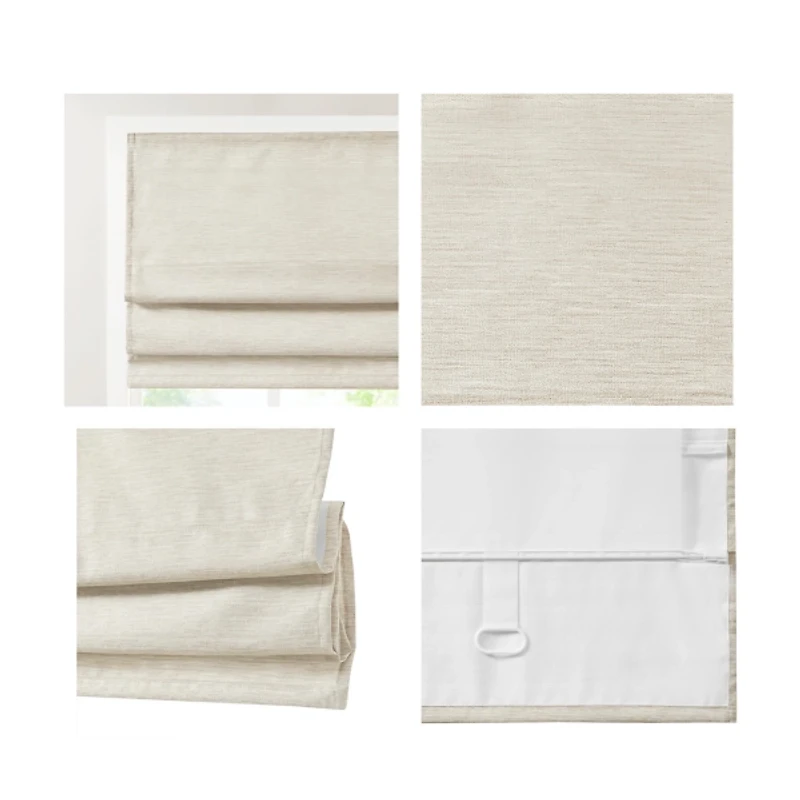 Ivory Faux Silk Room Darkening Roman Shade, 31 in.