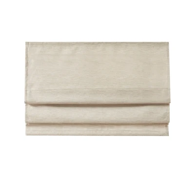 Ivory Faux Silk Room Darkening Roman Shade, 31 in.