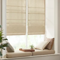 Tan Faux Silk Room Darkening Roman Shade