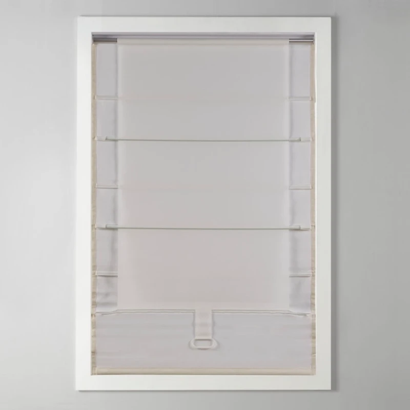 Tan Faux Silk Room Darkening Roman Shade