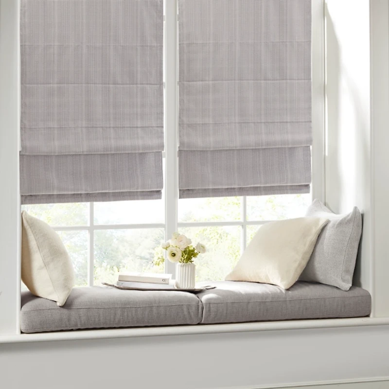 Gray Basketweave Cordless Roman Shade, 33 in.