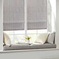 Gray Basketweave Cordless Roman Shade, 33 in.