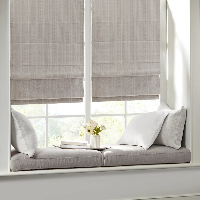 Tan Basketweave Cordless Roman Shade, 31 in.