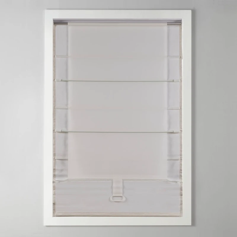 Tan Basketweave Cordless Roman Shade, 31 in.