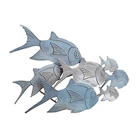 Blue Metal School of Fish Wall Plaque