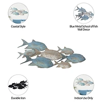 Blue Metal School of Fish Wall Plaque