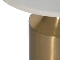 White Marble and Gold Cylinder Accent Table