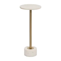 White Marble & Gold Metal Round Cocktail Table