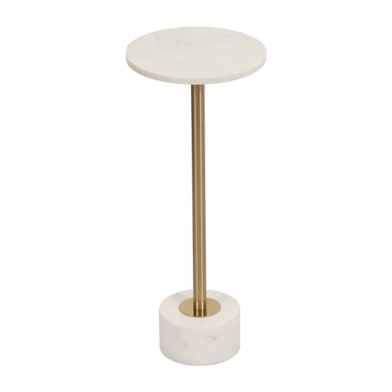 White Marble & Gold Metal Round Cocktail Table