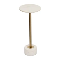 White Marble & Gold Metal Round Cocktail Table