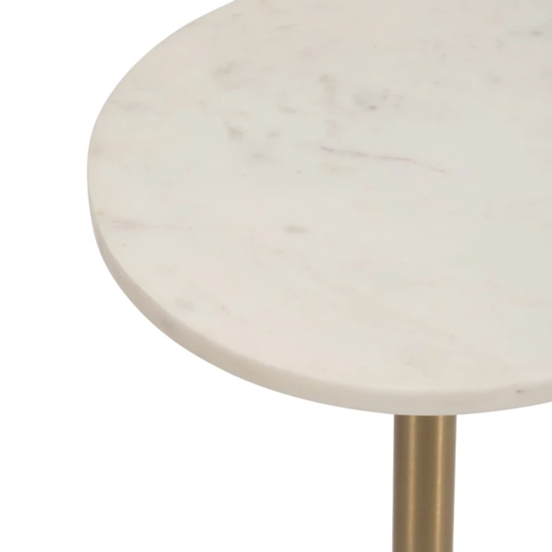 White Marble & Gold Metal Round Cocktail Table