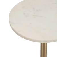 White Marble & Gold Metal Round Cocktail Table