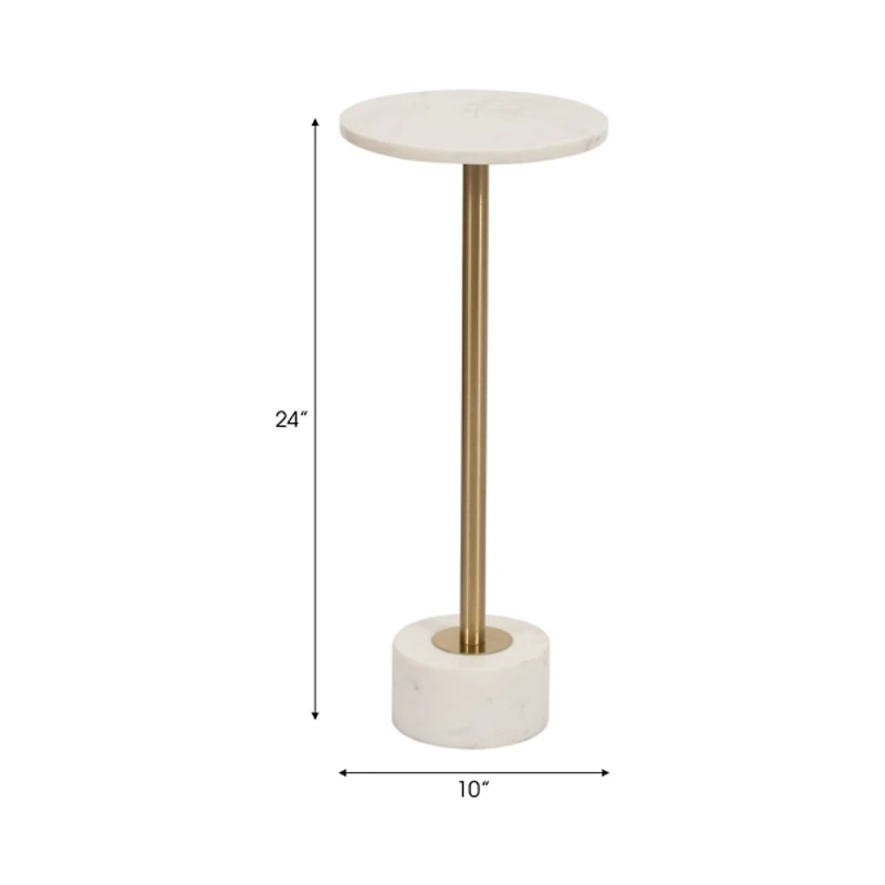 White Marble & Gold Metal Round Cocktail Table