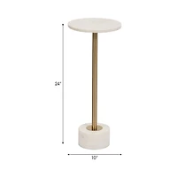 White Marble & Gold Metal Round Cocktail Table