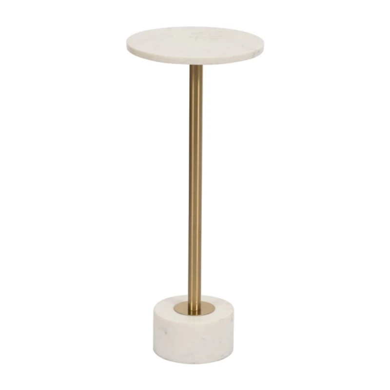 White Marble & Gold Metal Round Cocktail Table