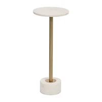 White Marble & Gold Metal Round Cocktail Table