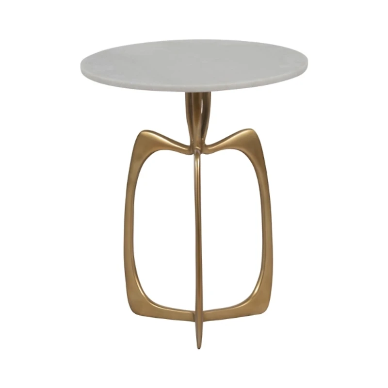 Gold Metal and Marble Modern Abstract Accent Table