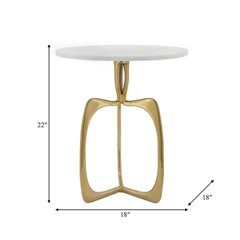 Gold Metal and Marble Modern Abstract Accent Table