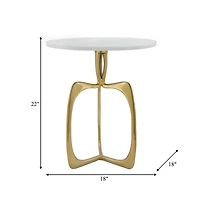 Gold Metal and Marble Modern Abstract Accent Table