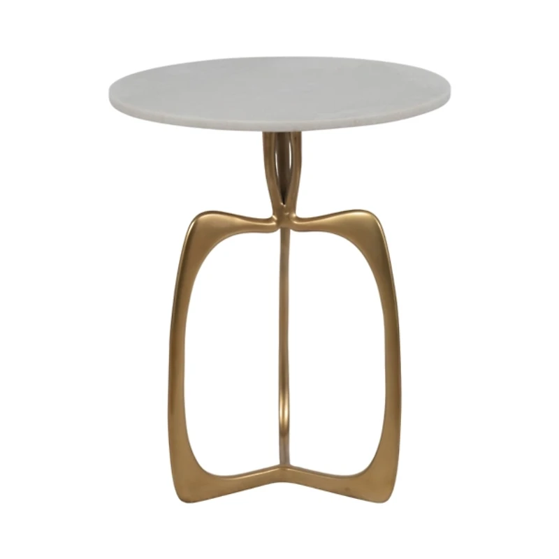 Gold Metal and Marble Modern Abstract Accent Table