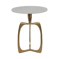 Gold Metal and Marble Modern Abstract Accent Table