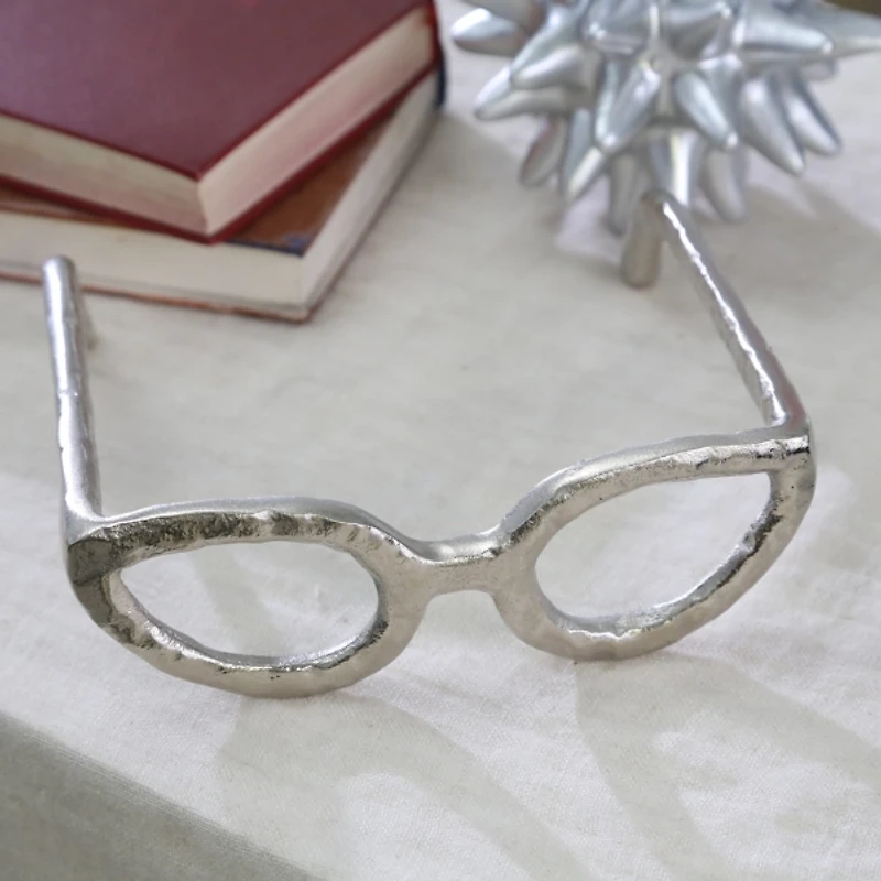 Silver Cat Eye Glasses Sculpture