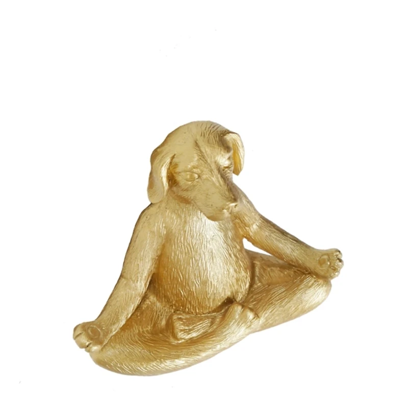 Gold Yoga Dog Statue