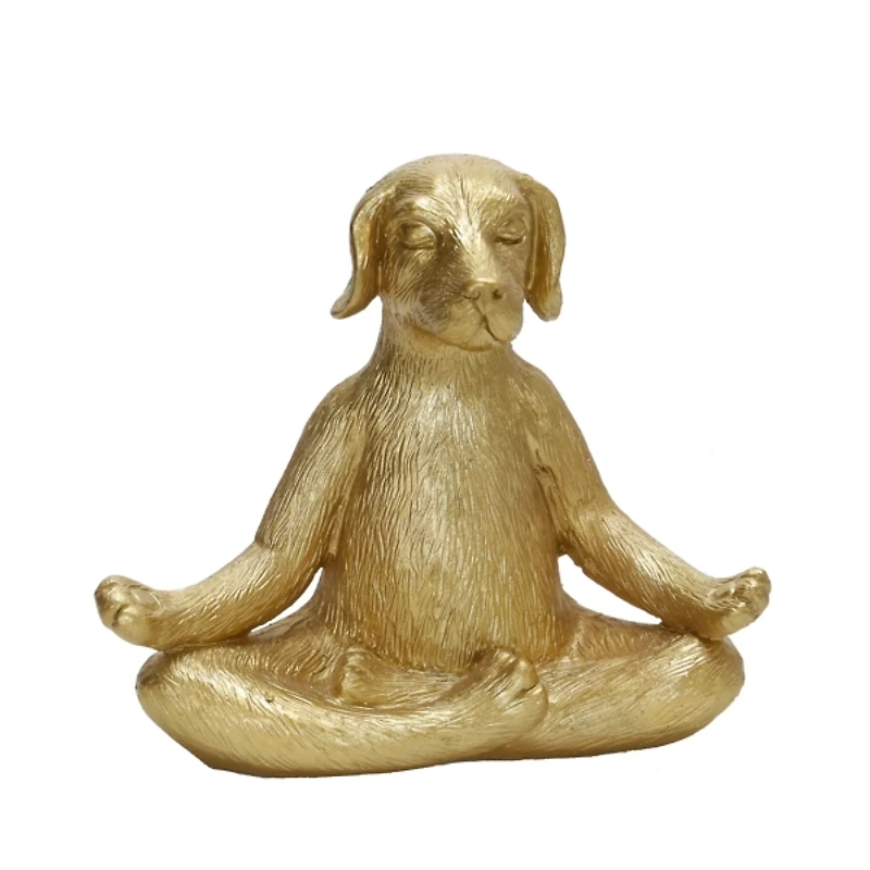Gold Yoga Dog Statue