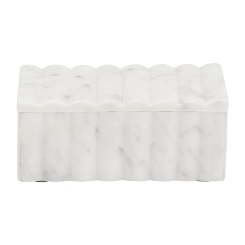 White Marble Ridged Box