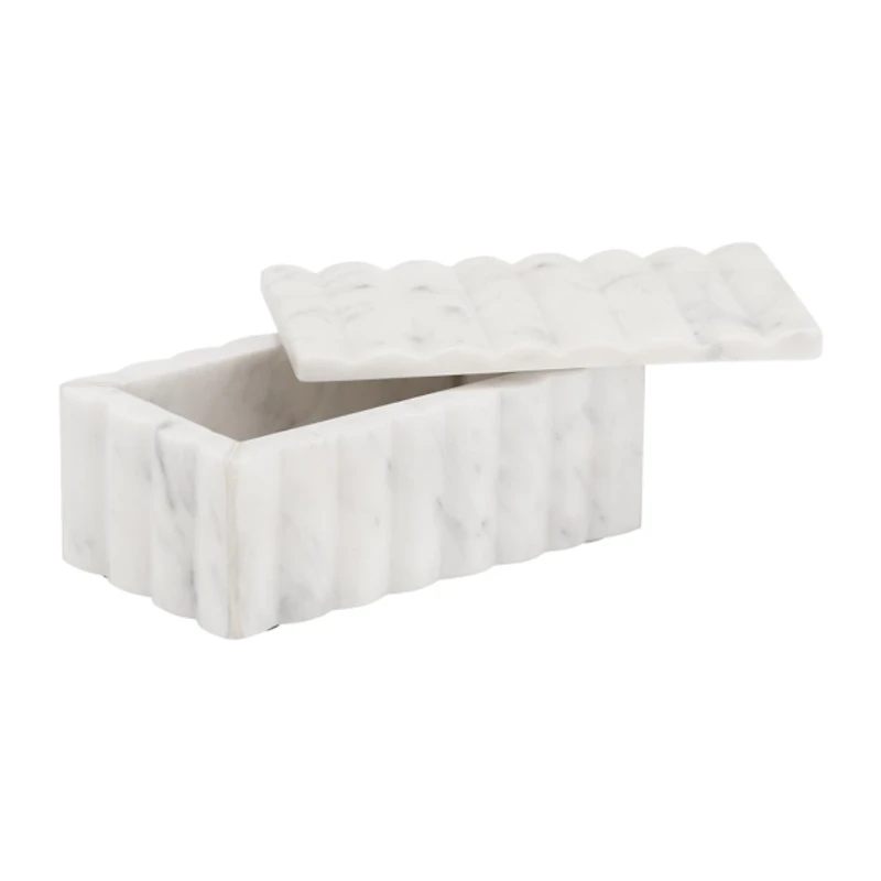 White Marble Ridged Box