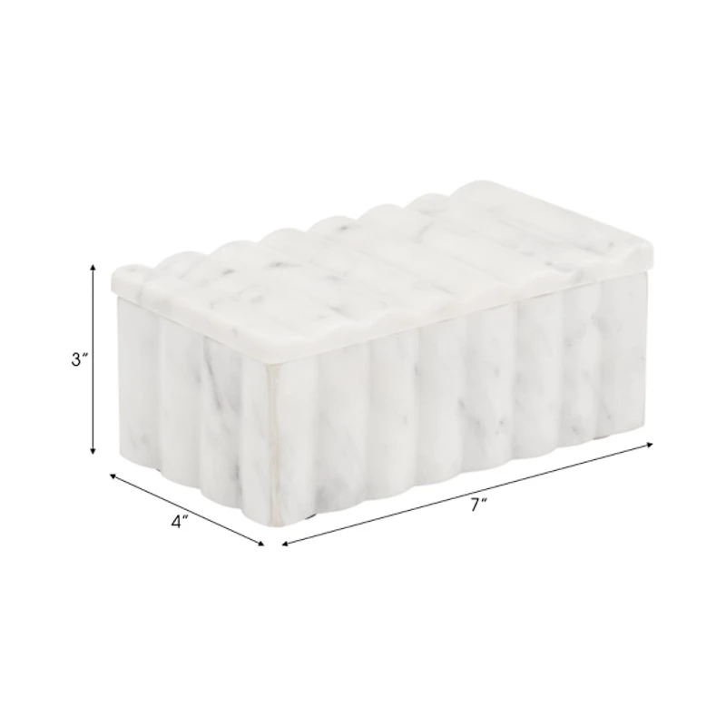 White Marble Ridged Box