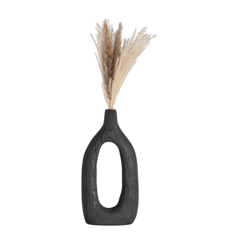 Black Wood Cut-Out Vase, 14 in.
