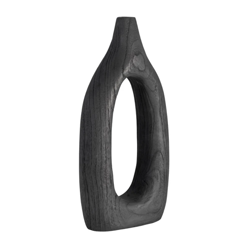 Black Wood Cut-Out Vase, 14 in.