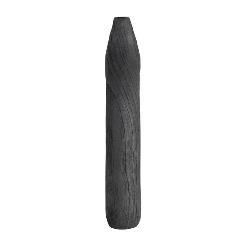 Black Wood Cut-Out Vase, 14 in.