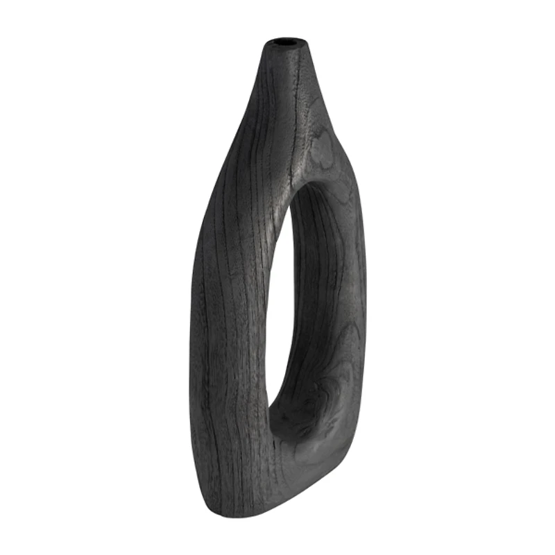Black Wood Cut-Out Vase, 14 in.