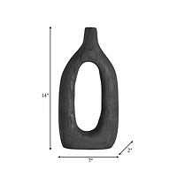 Black Wood Cut-Out Vase, 14 in.