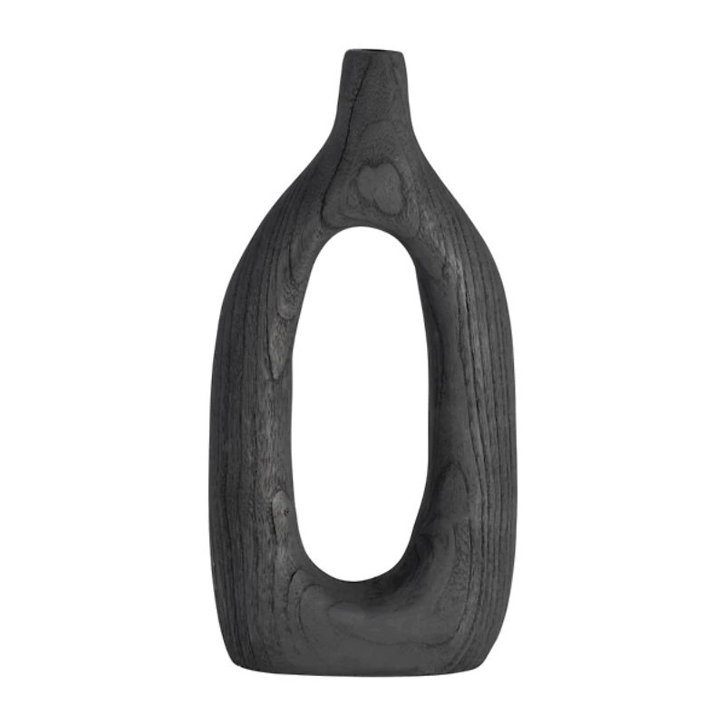Black Wood Cut-Out Vase, 14 in.