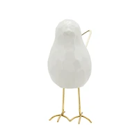 White Ceramic Bird with Gold Legs Figurine